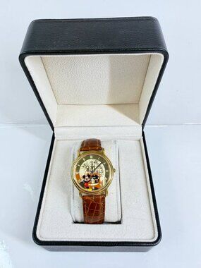 Disney Time Works Mickey Mouse Walt Disney World Castle Watch Leather Strap